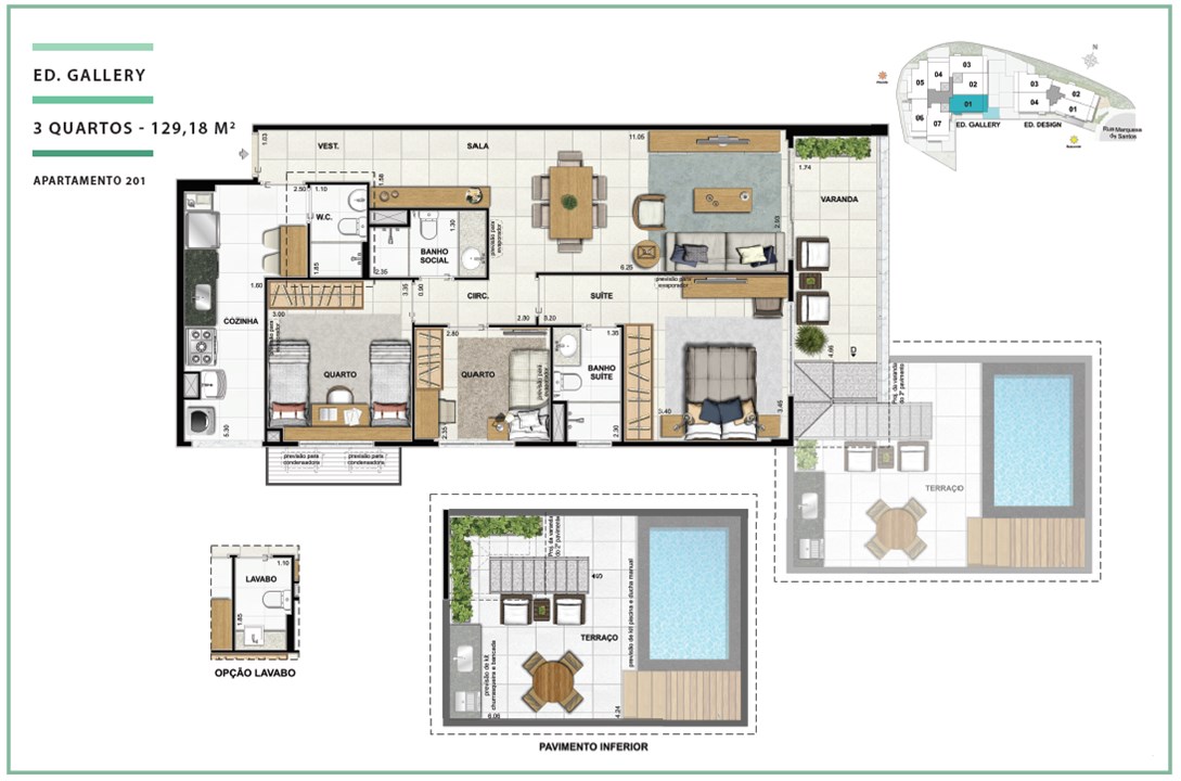Terraces Ed. Gallery 03 quartos | 129,18m² | Open Gallery & Design – Laranjeiras - Rio de Janeiro - Rio de Janeiro Terraces Ed. Gallery 03 quartos | 129,18m² | Open Gallery & Design – Apartamento em Laranjeiras - Rio de Janeiro - Rio de Janeiro